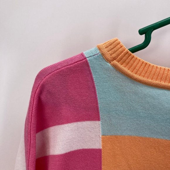 Edinburgh Knitwear Womens Colorful Long Sleeve Sweater Crewneck Bold Stripe sz L - Picture 6 of 10